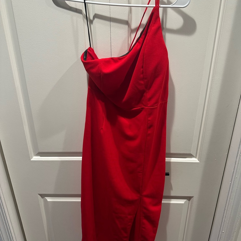 Hello Molly Red Asymmetrical One Shoulder Cocktail Dress